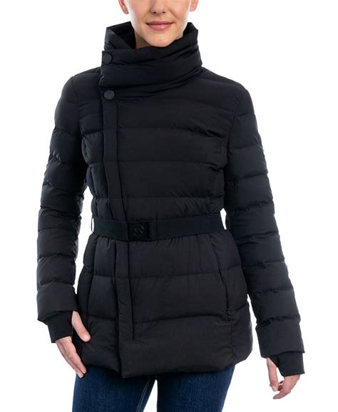 michael michael kors stretch belted packable down puffer coat|Michael Kors packable down coat.